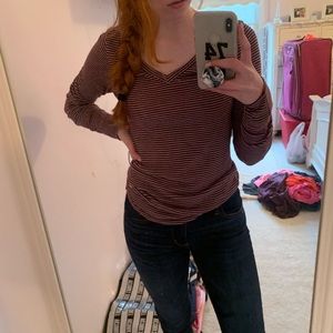 v neck striped shirt